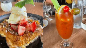 Stuffed french toast and a bloody mary