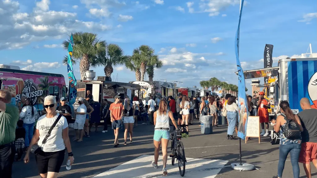 People at a food truck festival