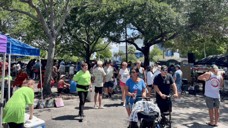 People at a Saturday Shoppes festival