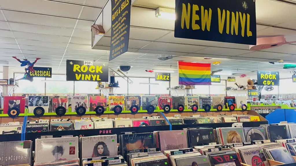 the interior of bananas records store