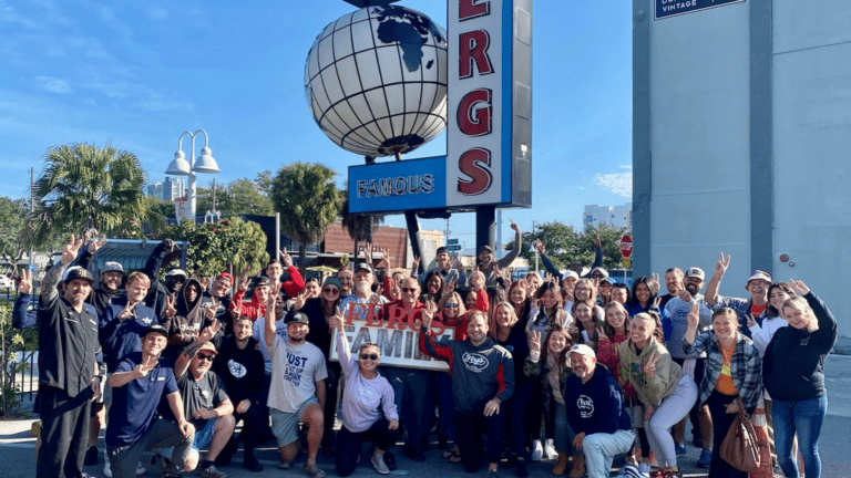 People outside of Ferg's Sports Bar