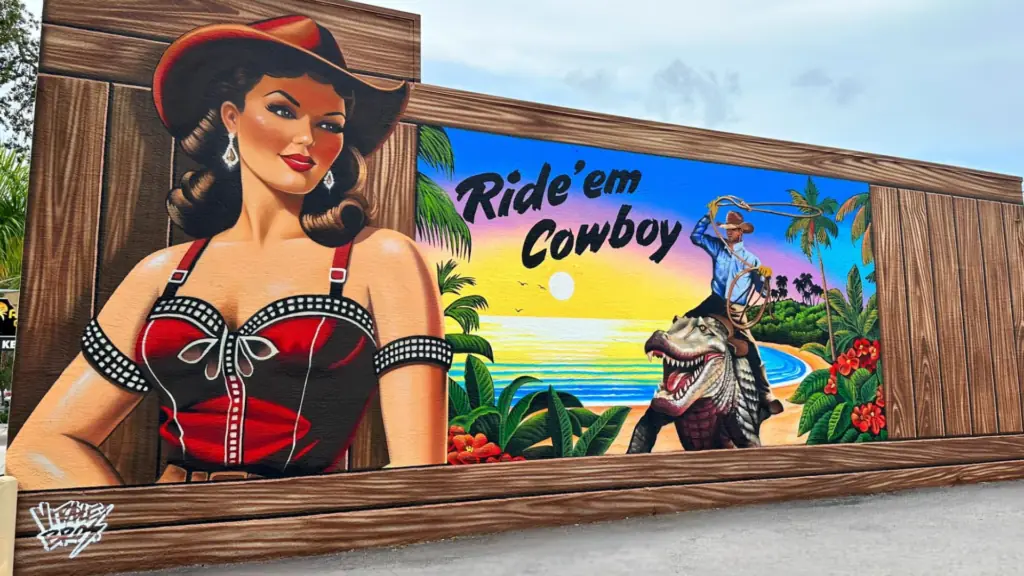A mural of the Wild West
