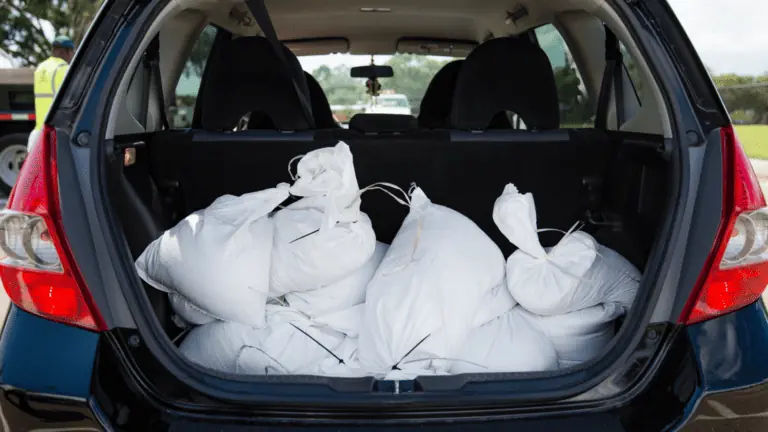Sandbags in the back of a car