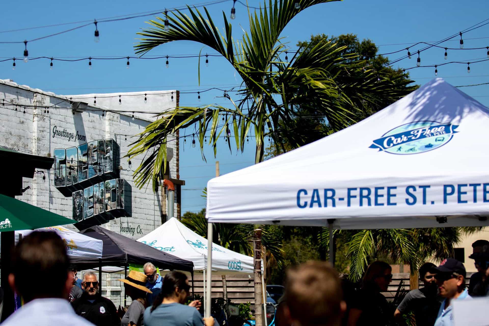 Car-free St. Pete tent at Green Bench Brewing