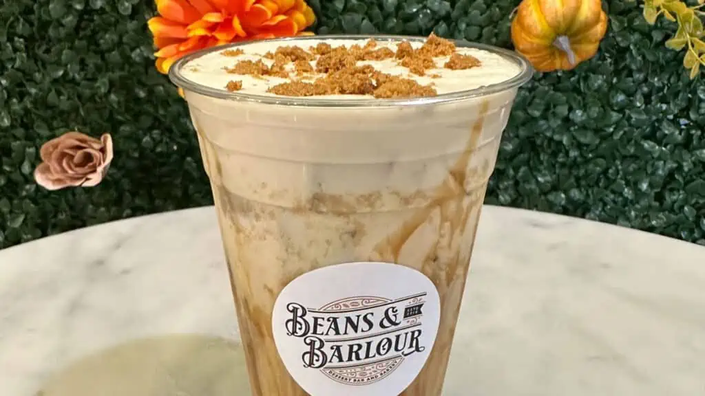 cookie butter cold foam cold brew drink at beans and barlour