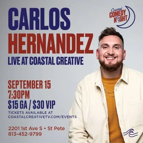 Come see Miami's own Carlos Hernandez LIVE on the Coastal Comedy stage on September 15!