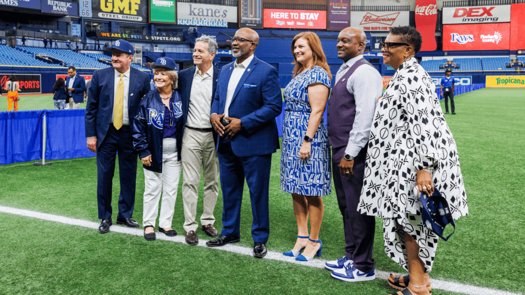 A group of city and Tampa Bay Rays officials posing