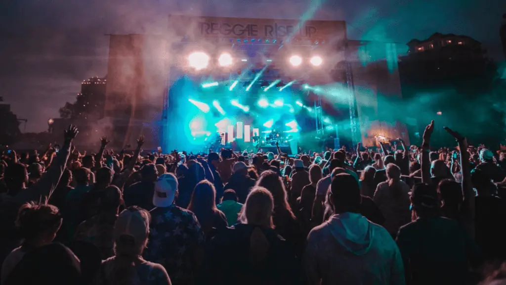 A nighttime concert at this year's Reggae Rise Up in Vinoy Park.