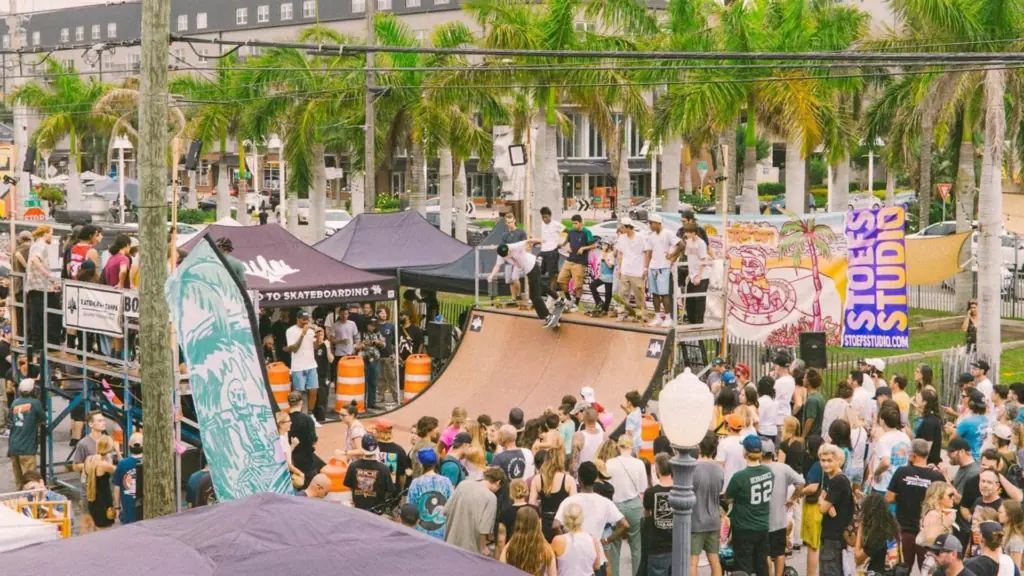 People at a skateboard festival