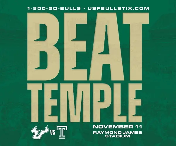 Beat Temple! USF vs. Temple November 11 at Raymond James Stadium