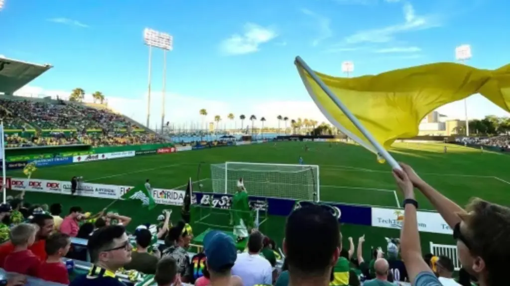 People watching a Rowdies soccer game