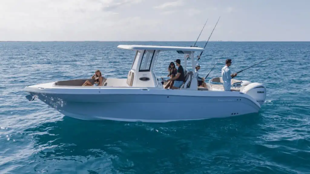 People fishing on a boat in the Gulf