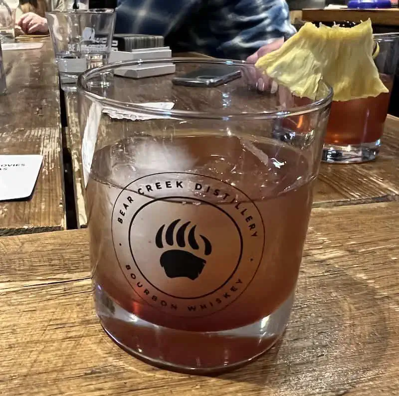 An Old Fashioned cocktail from Bear Creek Distillery. 