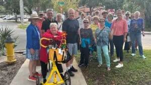 A group on a history walking tour with monica kile