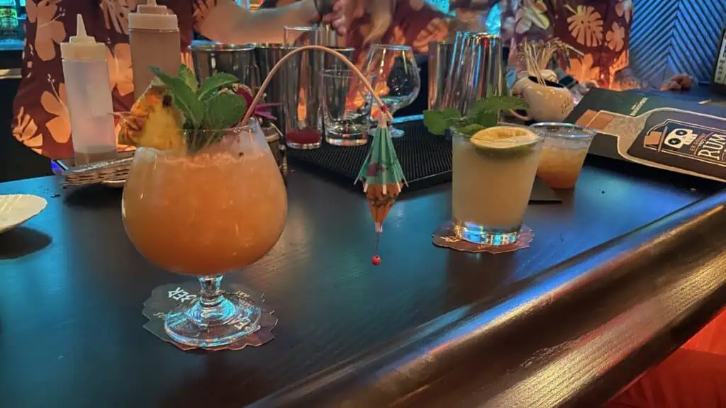 Drinks at a restaurant