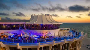 A rooftop bar overlooking the beach