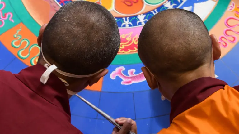 Tibetan monks creating art