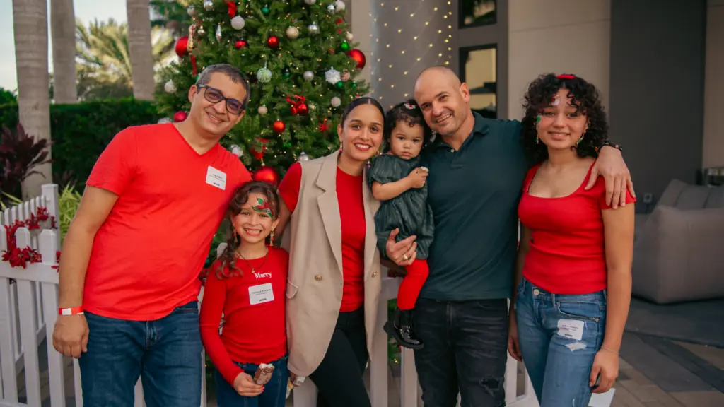 A family posing for the camera