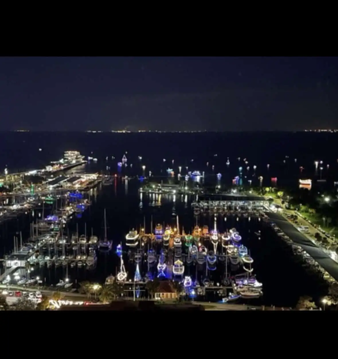 Aerial View of the St. Pete Marina at Night