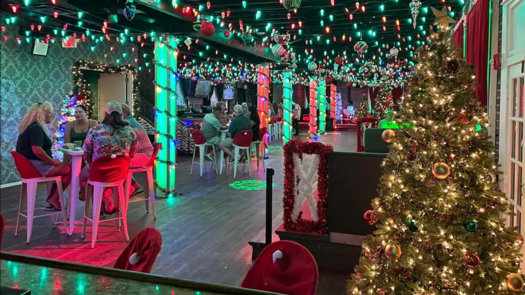 A Christmas themed bar