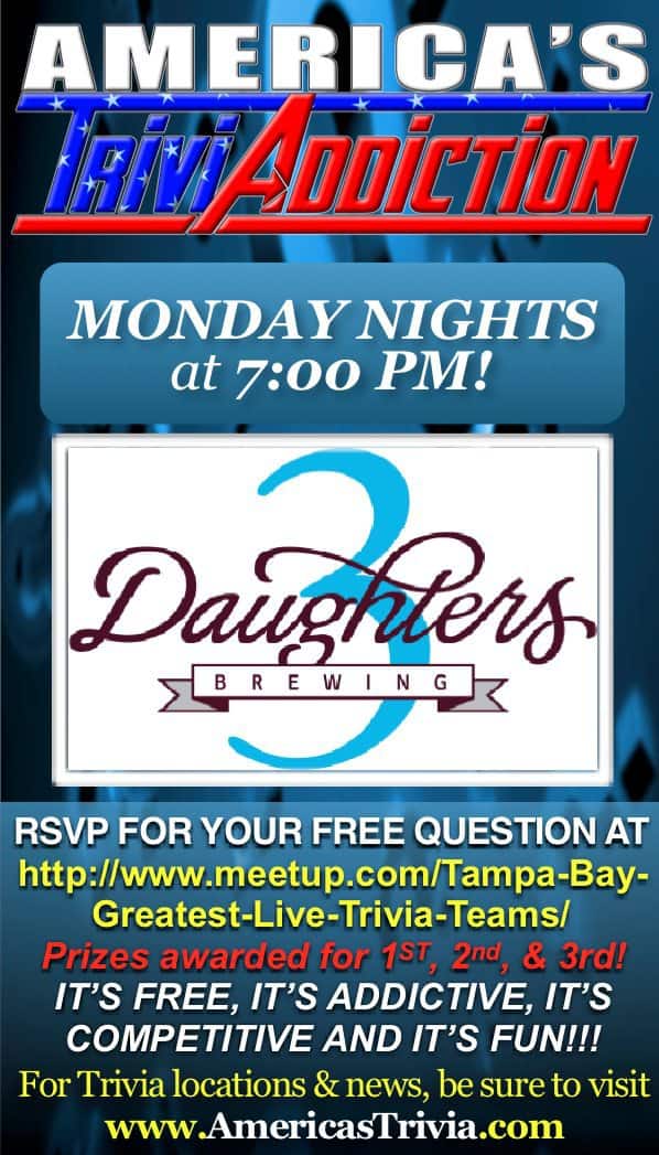 Monday night Trivia at 3 Daughters Brewing