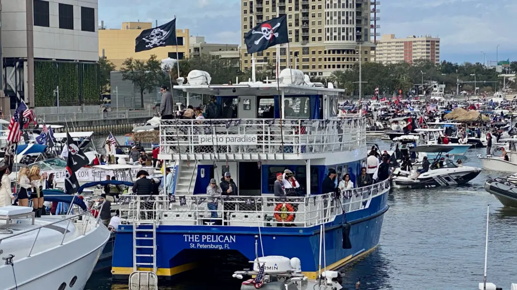 People in a boat parade