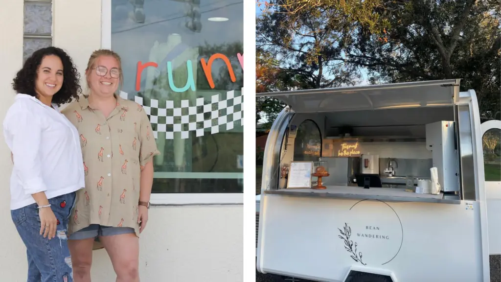 Two people and a coffee truck