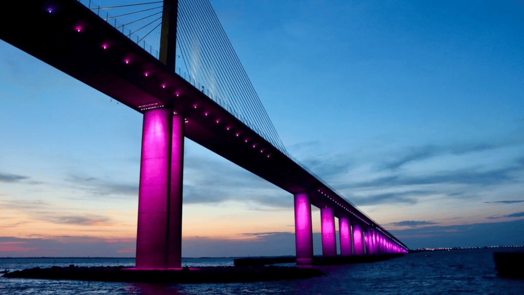 A bridge at sunset