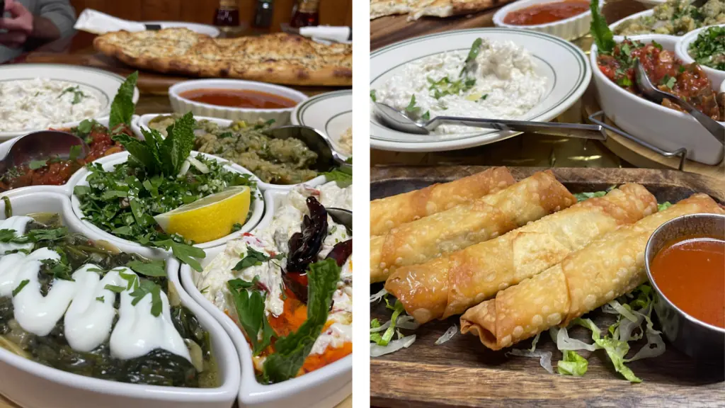 Plates of Turkish food