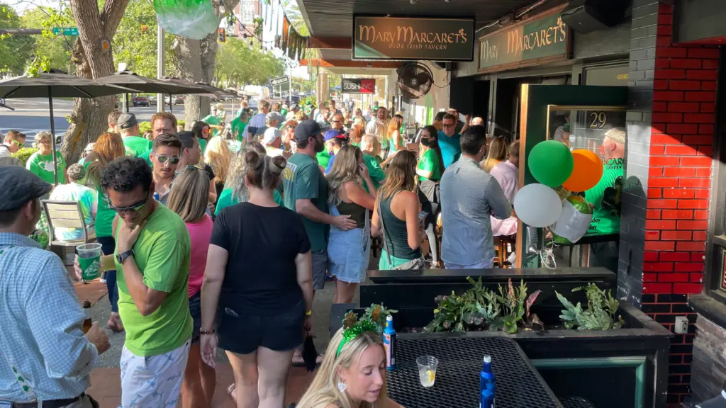 A crowd on St. Patrick's Day