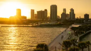 The St. Pete skyline at sunset