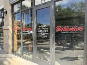 Bohemios exterior on Central Ave and their popular seafood paella.