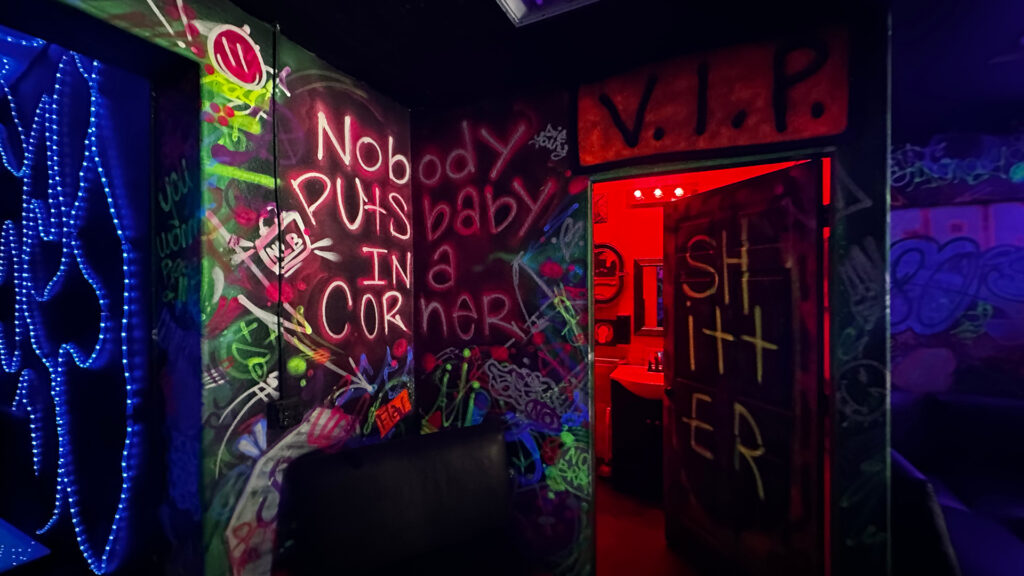 graffiti on the walls of an event space