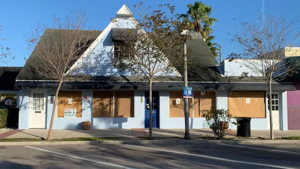 exterior of a future bookstore 