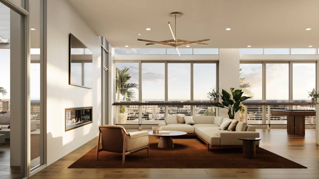An interior lounge in a home at REFLECTION condo tower