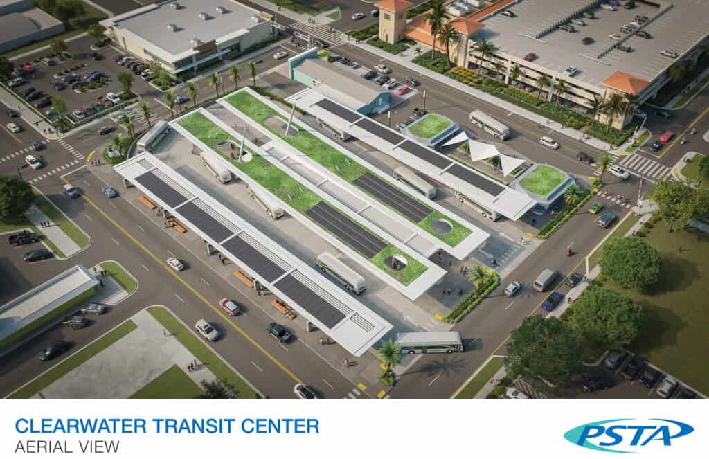 aerial view of a large transit center