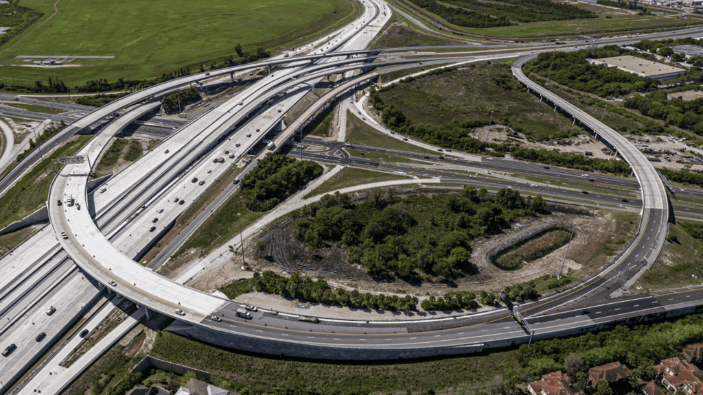aerial view of a highway expressway