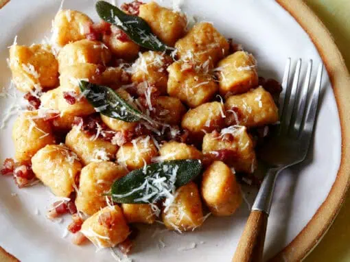 gnocchi on plate with fork