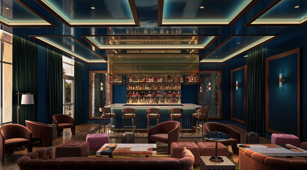 Rendering of a cocktail lounge