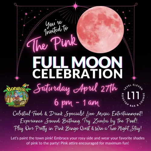 The pink full moon celebration at the Bellwether resort on Saturday April 27 from 6pm-1am