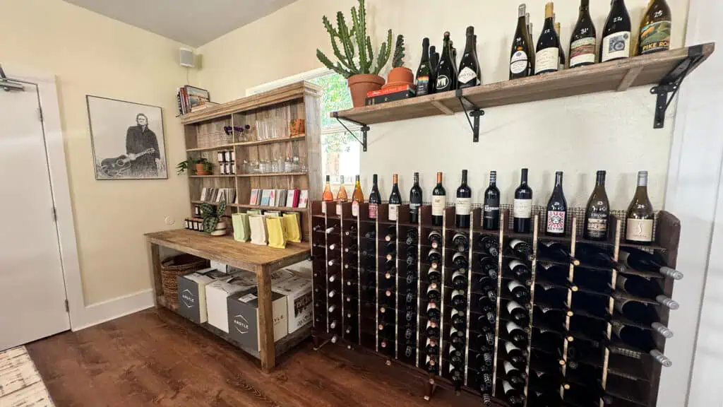 a selection of natural wines on a shelf
