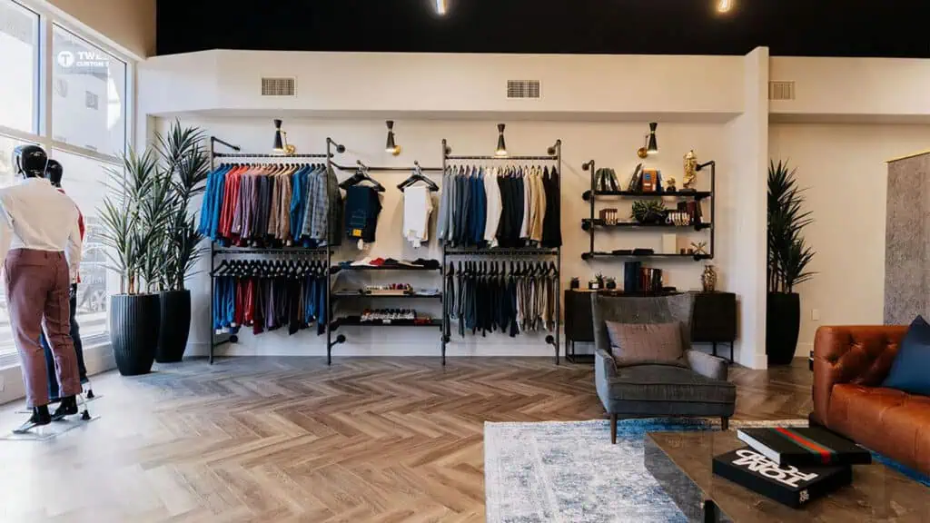 interior of a custom suit shop