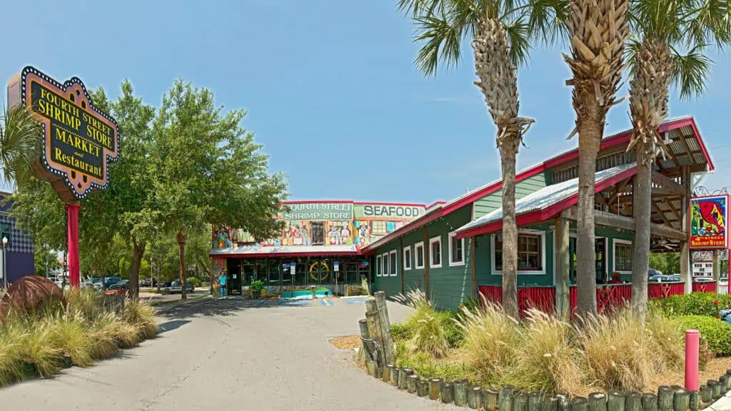 exterior of a seafood restart with a tropical vibe