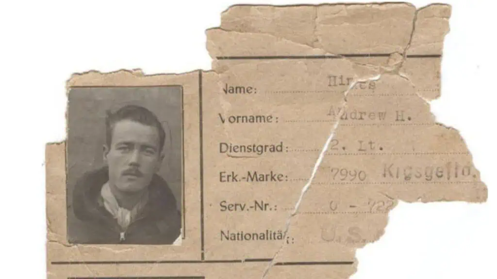 historic photo of an identification card used in a German POW camp