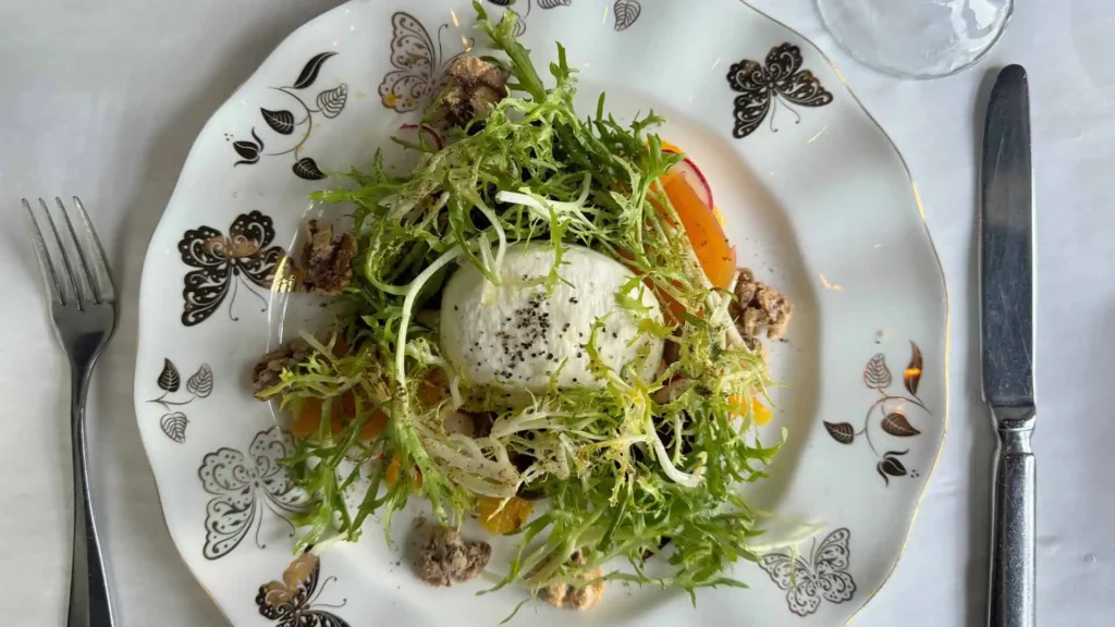 A plate of French food