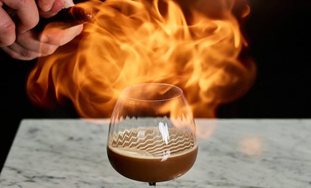 a cocktail set on fire