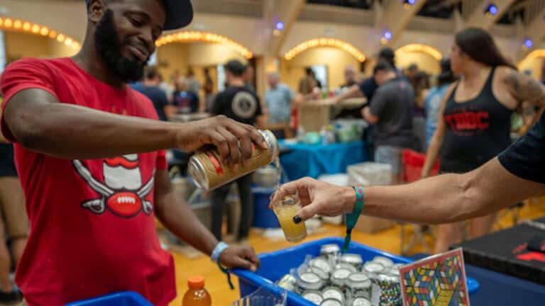 People at a beer festival