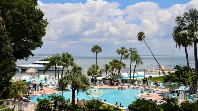 People at a beach hotel