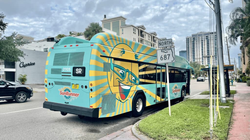 bus at a stop