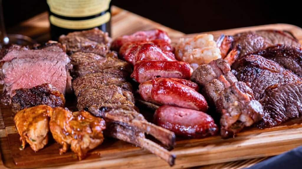 array of meats on a tray 